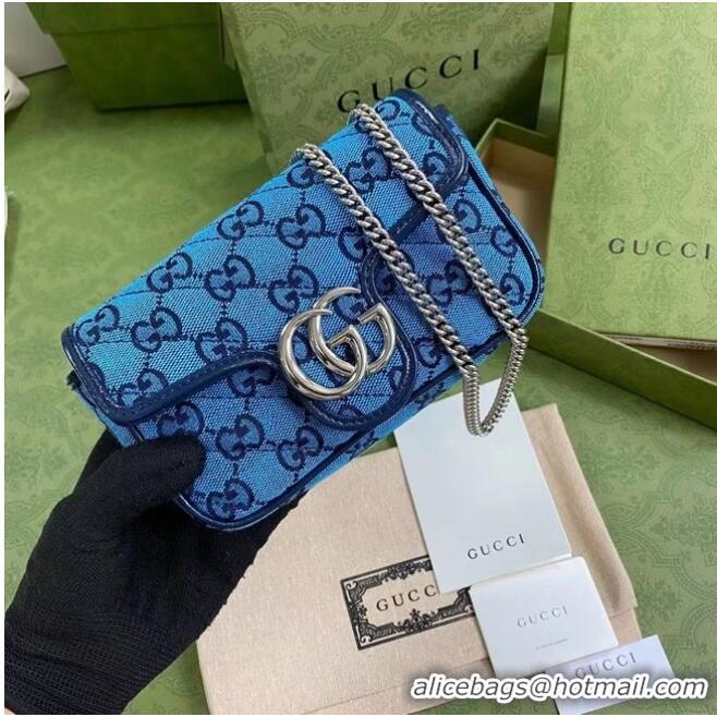 Promotional Gucci GG Marmont Multicolor super mini bag 476433 Light blue