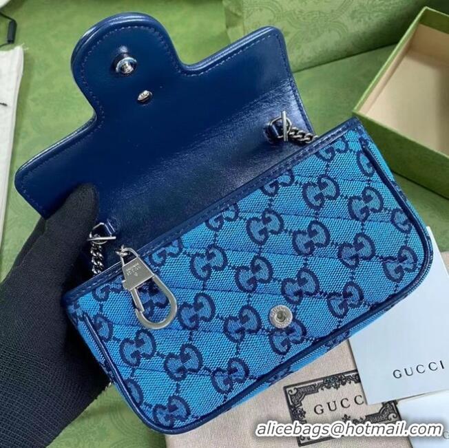 Promotional Gucci GG Marmont Multicolor super mini bag 476433 Light blue