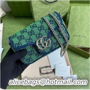 Luxury Classic Gucci GG Marmont Multicolor super mini bag 476433 Green