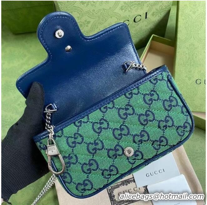 Luxury Classic Gucci GG Marmont Multicolor super mini bag 476433 Green