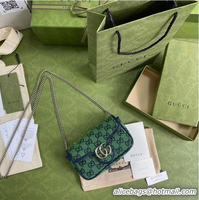 Luxury Classic Gucci GG Marmont Multicolor super mini bag 476433 Green