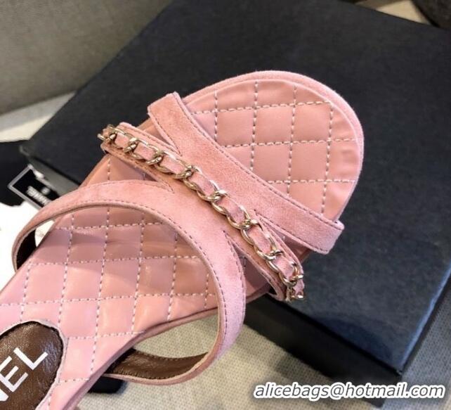 Best Price Chanel Suede Chain Sandals 5cm 050752 Pink 2021