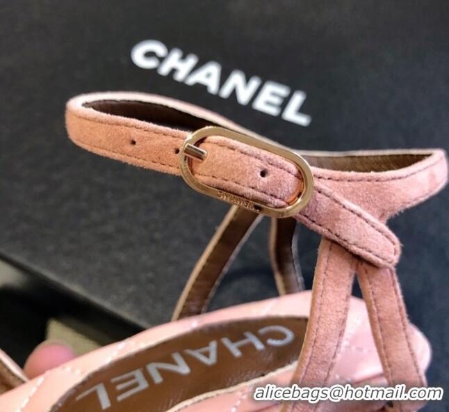 Best Price Chanel Suede Chain Sandals 5cm 050752 Pink 2021