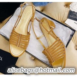 Unique Style Chanel Suede Strap Sandals 050759 Camel Brown 2021