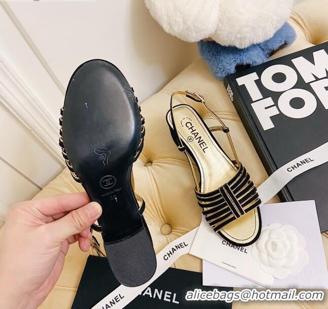 Best Product Chanel Suede Strap Sandals 050759 Black 2021