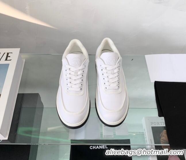 Comfortable Chanel Canvas Sneakers G37488 White 2021