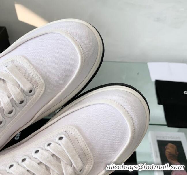 Comfortable Chanel Canvas Sneakers G37488 White 2021