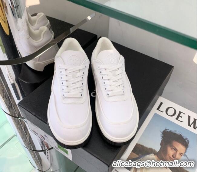 Comfortable Chanel Canvas Sneakers G37488 White 2021