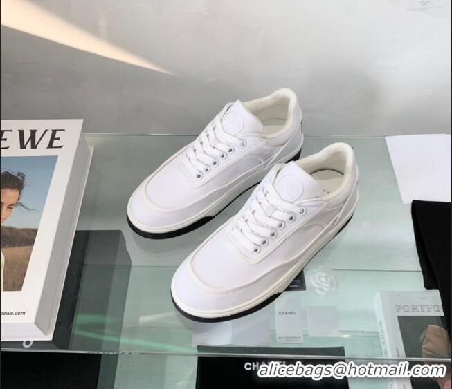 Comfortable Chanel Canvas Sneakers G37488 White 2021