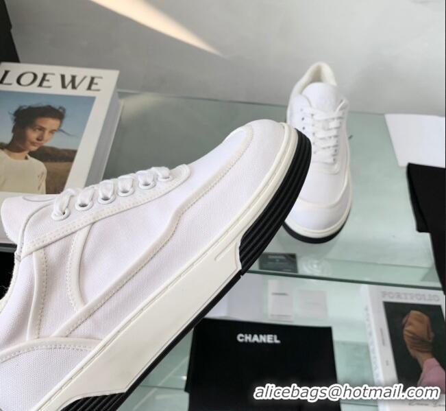 Comfortable Chanel Canvas Sneakers G37488 White 2021