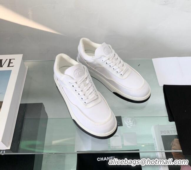 Comfortable Chanel Canvas Sneakers G37488 White 2021