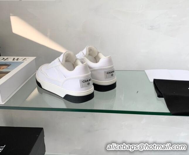 Comfortable Chanel Canvas Sneakers G37488 White 2021