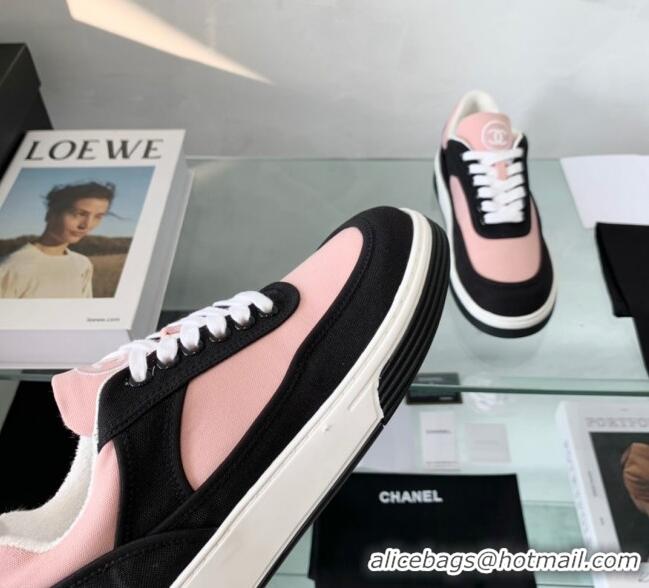 Luxurious Chanel Canvas Sneakers G37488 Pink/Black 2021