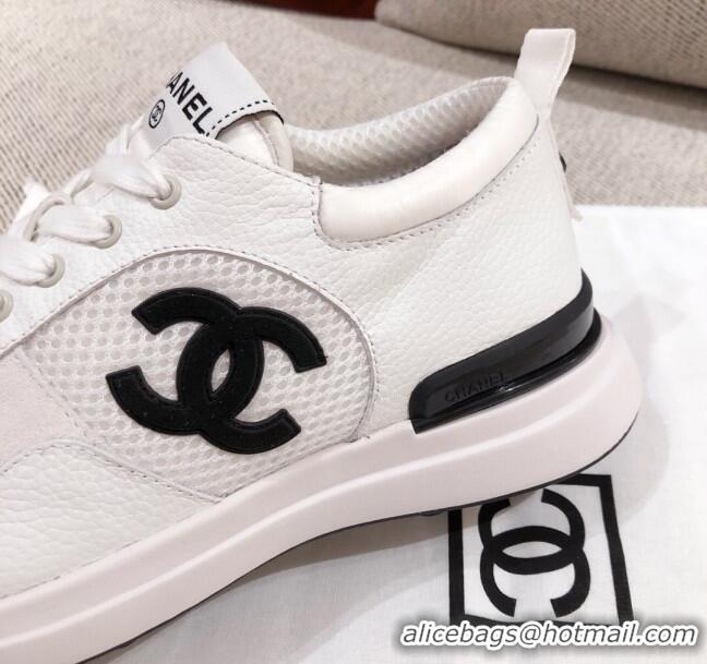 Lower Price Chanel CC Mesh Leather Sneakers 051003 White 2021