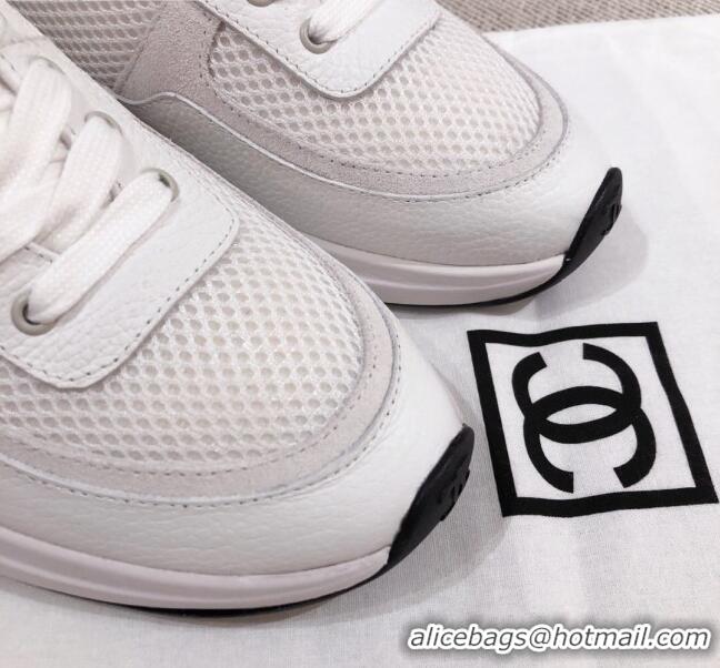 Lower Price Chanel CC Mesh Leather Sneakers 051003 White 2021