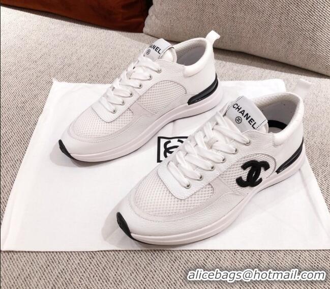 Lower Price Chanel CC Mesh Leather Sneakers 051003 White 2021