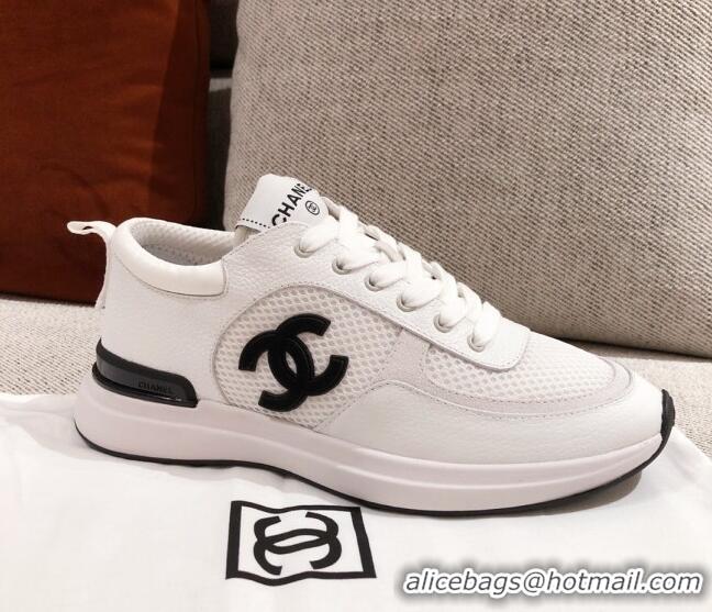 Lower Price Chanel CC Mesh Leather Sneakers 051003 White 2021