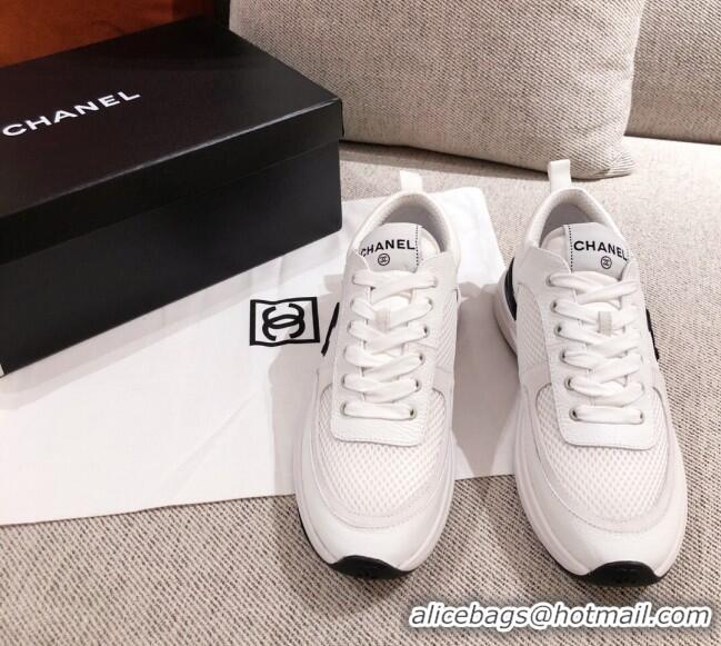 Lower Price Chanel CC Mesh Leather Sneakers 051003 White 2021