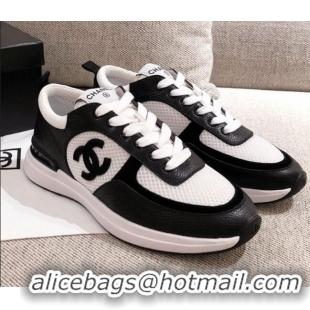 Top Grade Chanel CC Mesh Leather Sneakers 051003 Black 2021