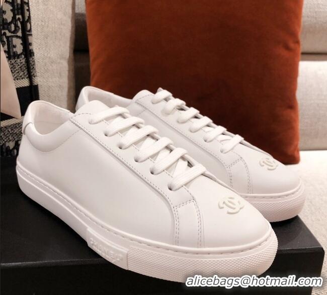 Popular Chanel Matte CC Charm Leather Sneakers 051005 White 2021