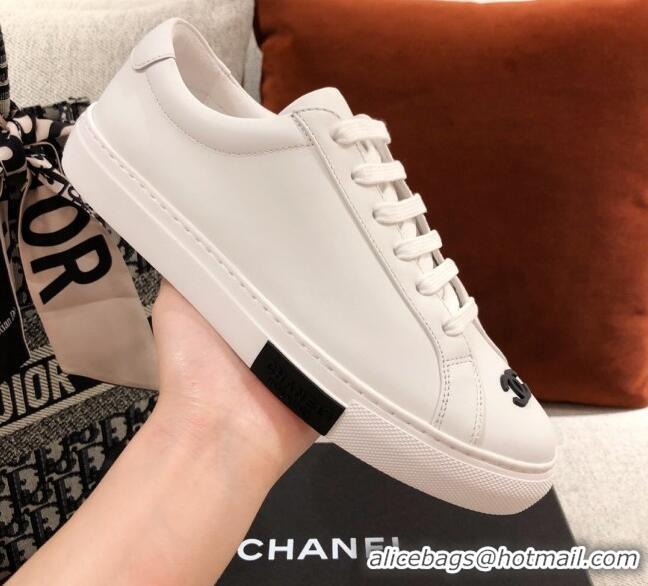 Best Grade Chanel Matte CC Charm Leather Sneakers 051005 Black 2021