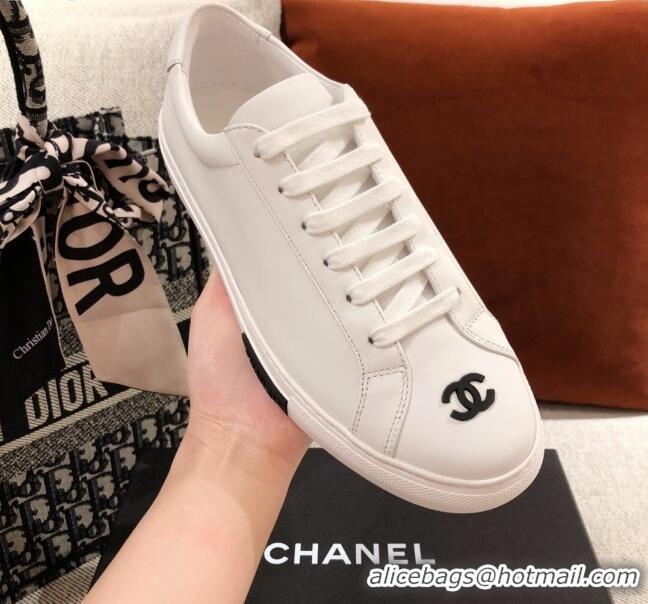 Best Grade Chanel Matte CC Charm Leather Sneakers 051005 Black 2021