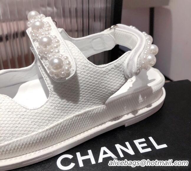 Super Chanel Pearl Strap Sandal G35927 White 2021