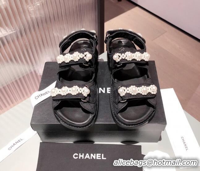 Charming Chanel Pearl Strap Sandal G35927 Black 2021