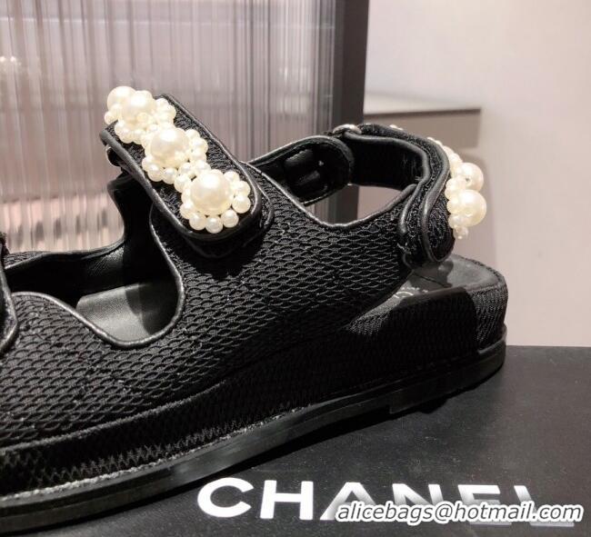 Charming Chanel Pearl Strap Sandal G35927 Black 2021