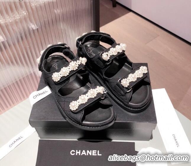 Charming Chanel Pearl Strap Sandal G35927 Black 2021