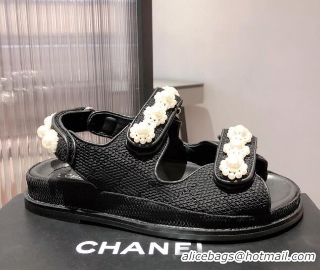 Charming Chanel Pearl Strap Sandal G35927 Black 2021