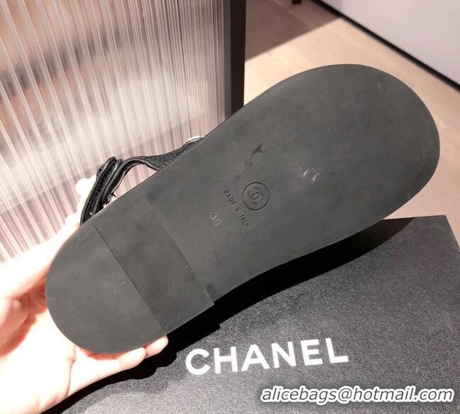 Charming Chanel Pearl Strap Sandal G35927 Black 2021