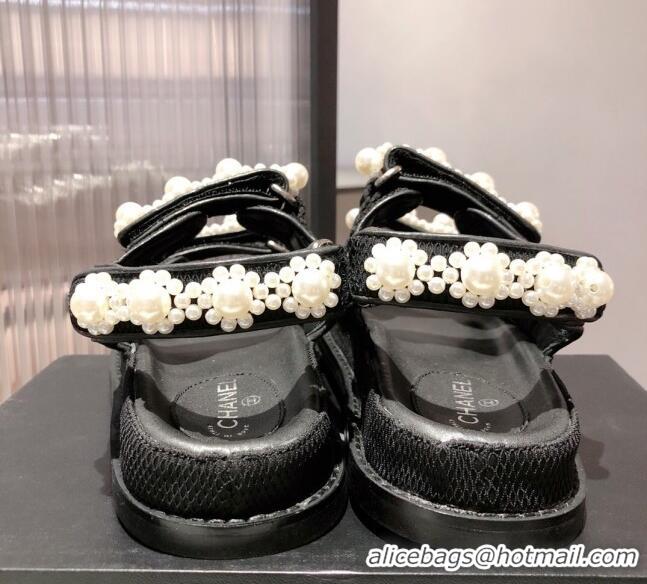 Charming Chanel Pearl Strap Sandal G35927 Black 2021