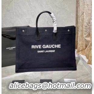 Top Quality Yves Saint Laurent Rive Gauche Tote Bag In Black Linen 4992909