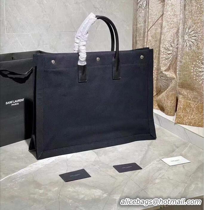 Top Quality Yves Saint Laurent Rive Gauche Tote Bag In Black Linen 4992909