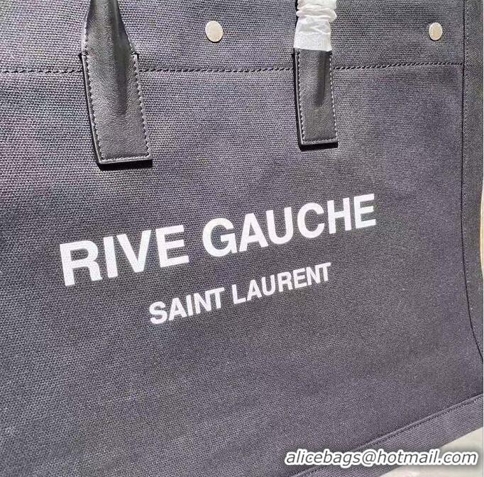 Top Quality Yves Saint Laurent Rive Gauche Tote Bag In Black Linen 4992909