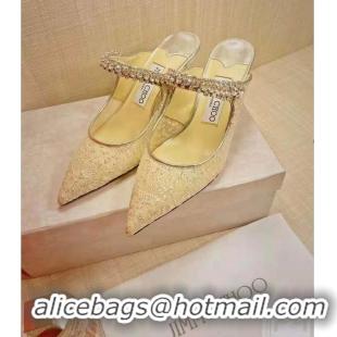 Jimmy Choo Bing 100 Glitter Tulle Mules With Crystal Strap JC21046 2021