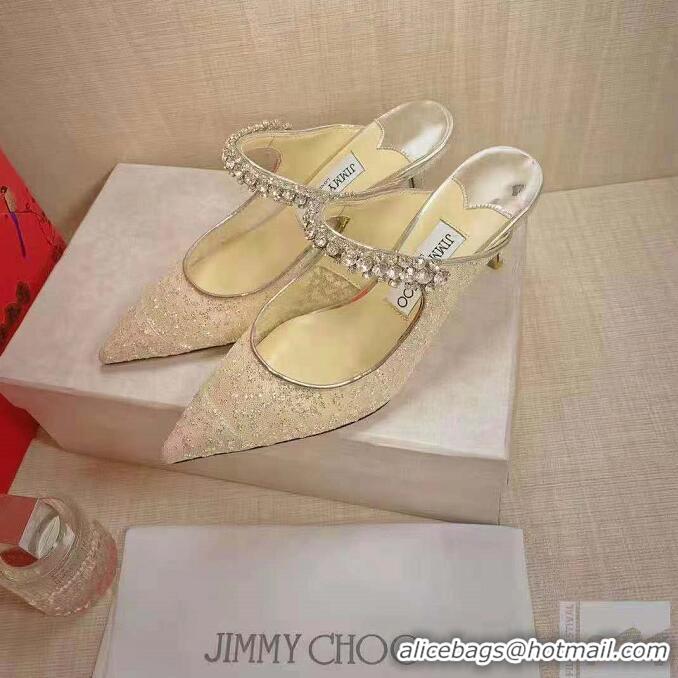 Jimmy Choo Bing 100 Glitter Tulle Mules With Crystal Strap JC21046 2021