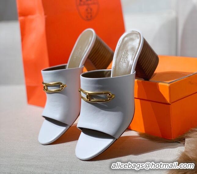 Lower Price Hermes Claire Calfskin Mules 6cm 030880 White 2021