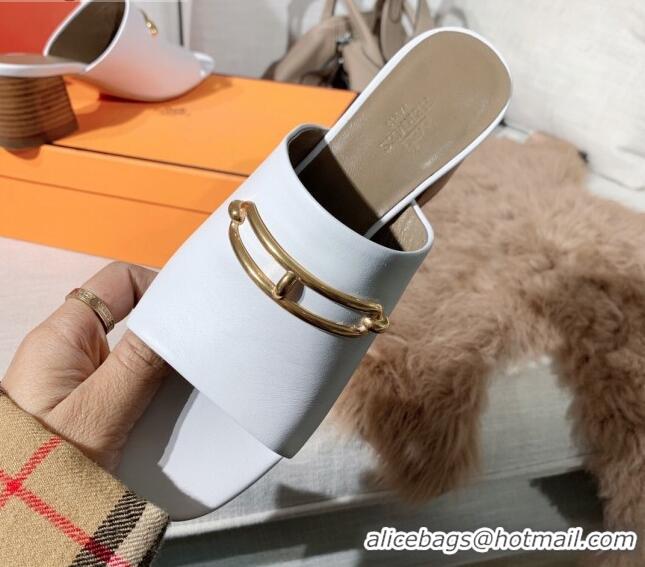 Lower Price Hermes Claire Calfskin Mules 6cm 030880 White 2021