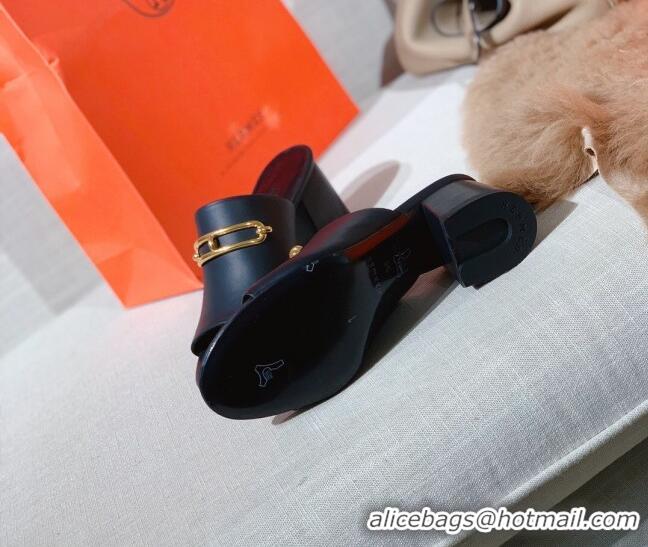 Popular Hermes Claire Calfskin Mules 6cm 030880 Black 2021