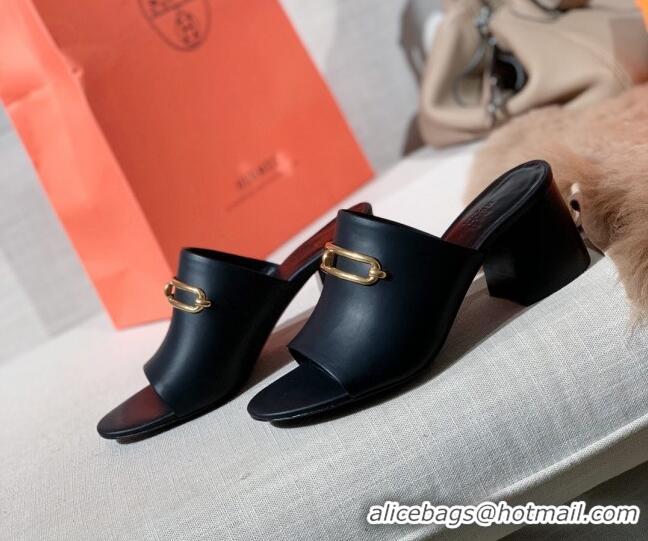 Popular Hermes Claire Calfskin Mules 6cm 030880 Black 2021