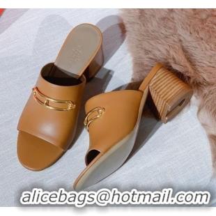 Best Luxury Hermes Claire Calfskin Mules 6cm 030880 Brown 2021