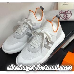 Luxury Hermes Crew Knit Sneakers 033069 White 2021 01