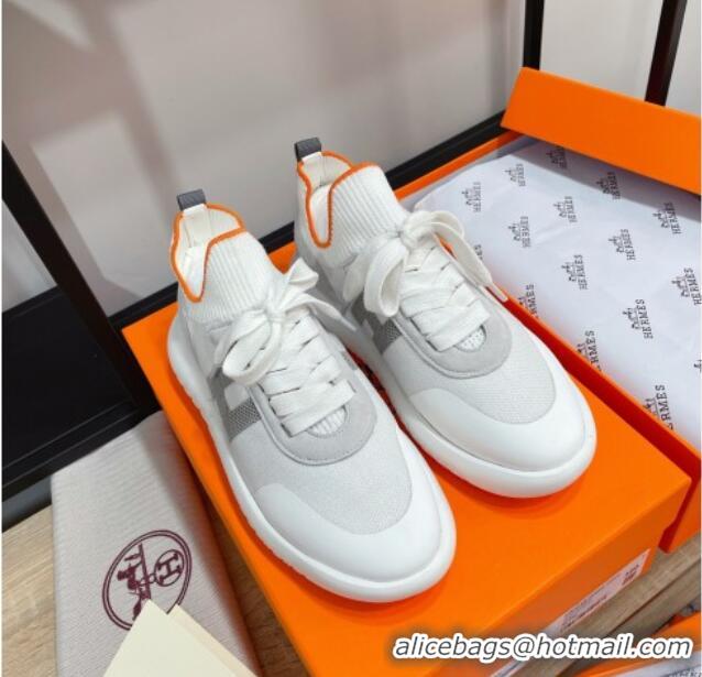 Luxury Hermes Crew Knit Sneakers 033069 White 2021 01