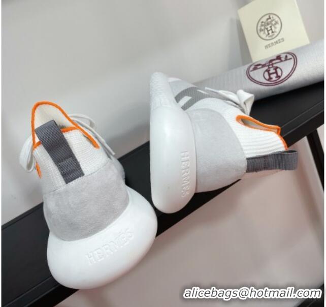 Luxury Hermes Crew Knit Sneakers 033069 White 2021 01