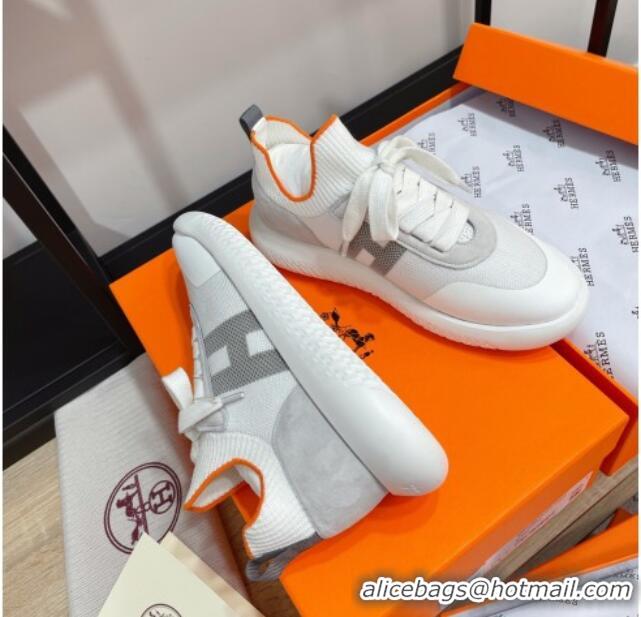 Luxury Hermes Crew Knit Sneakers 033069 White 2021 01