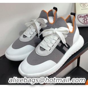 Best Price Hermes Crew Knit Sneakers 033069 Grey 2021