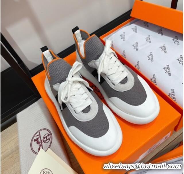 Best Price Hermes Crew Knit Sneakers 033069 Grey 2021