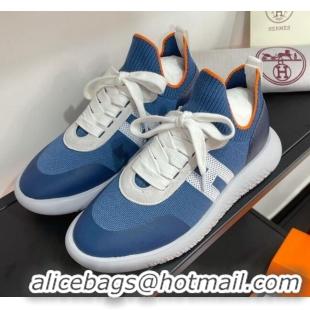 Cheap Beautiful Hermes Crew Knit Sneakers 033069 Blue 2021